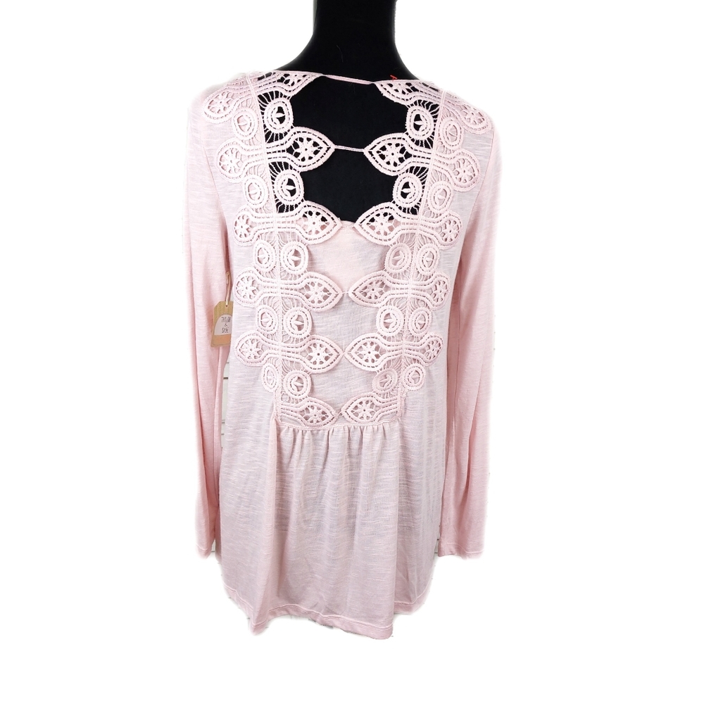 NWT Taylor & Sage Wmns M Boho Pink Tie Front Embroidered Back Top - Picture 6 of 6